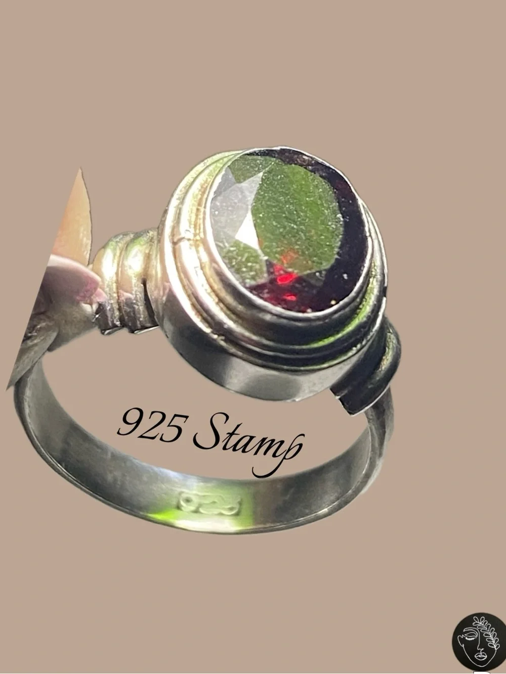VTG NWT Sterling Silver 925 Red Garnet Solitaire Ring Size 5.5 Boho